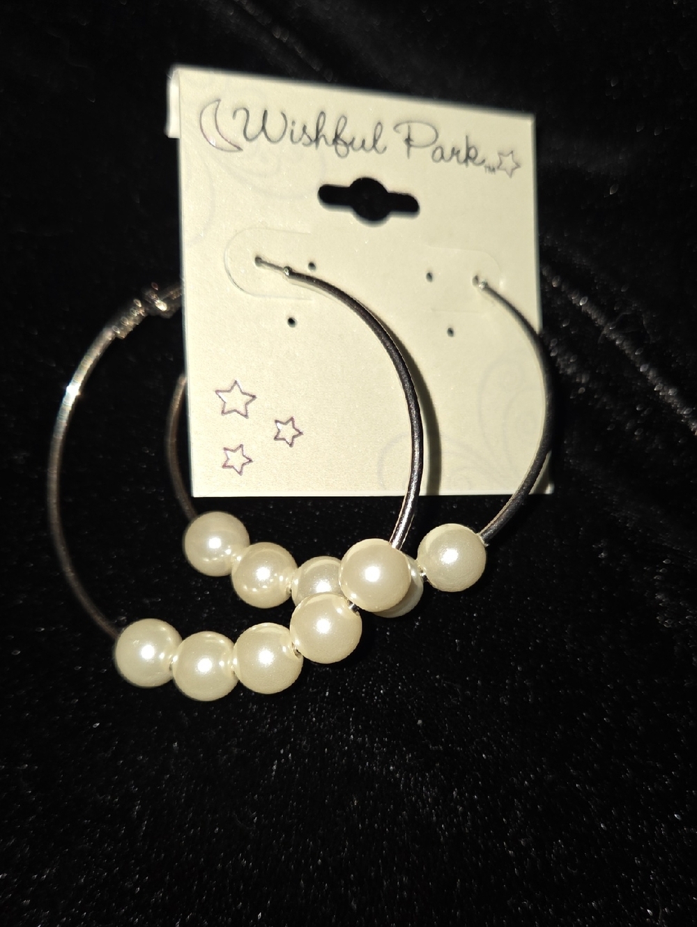 Wishful Park Silver Hoop Earrings with Pearls